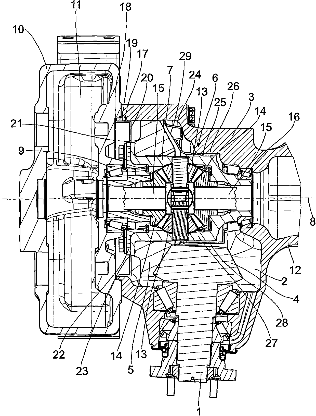 Drive device for the road wheels of a vehicle