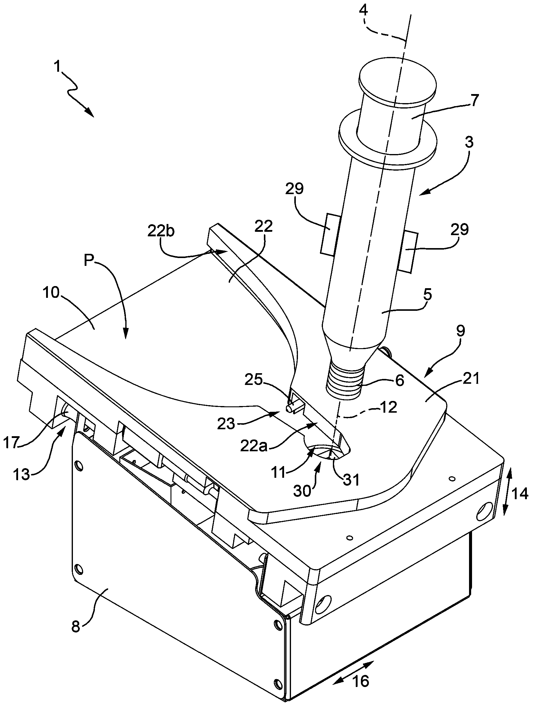 Screwing assembly used for screwing closing plug onto injector