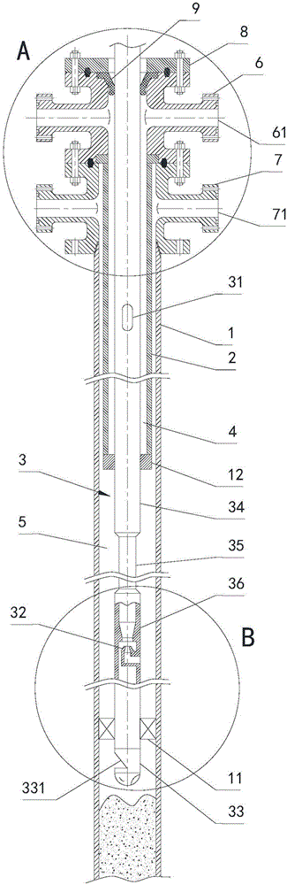 Continuous negative pressure sand washing device and system thereof