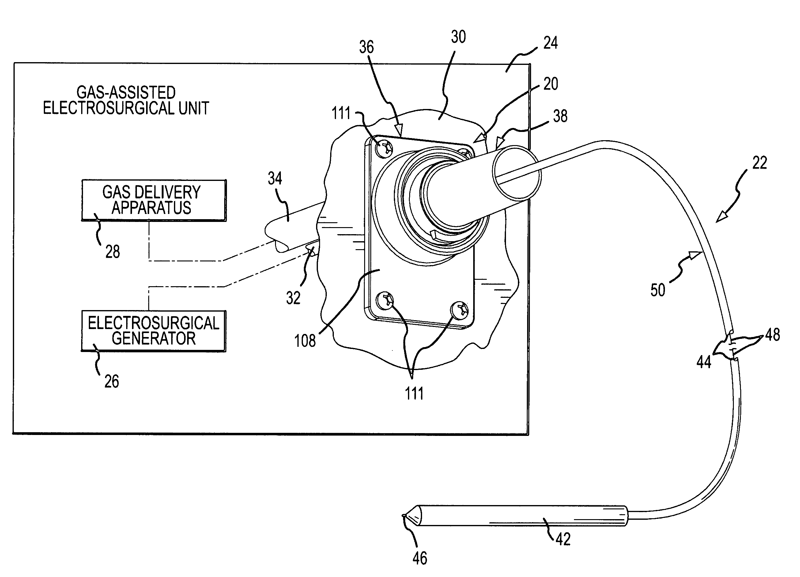 Gas-assisted electrosurgical accessory connector and method with improved gas sealing and biasing for maintaining a gas tight seal