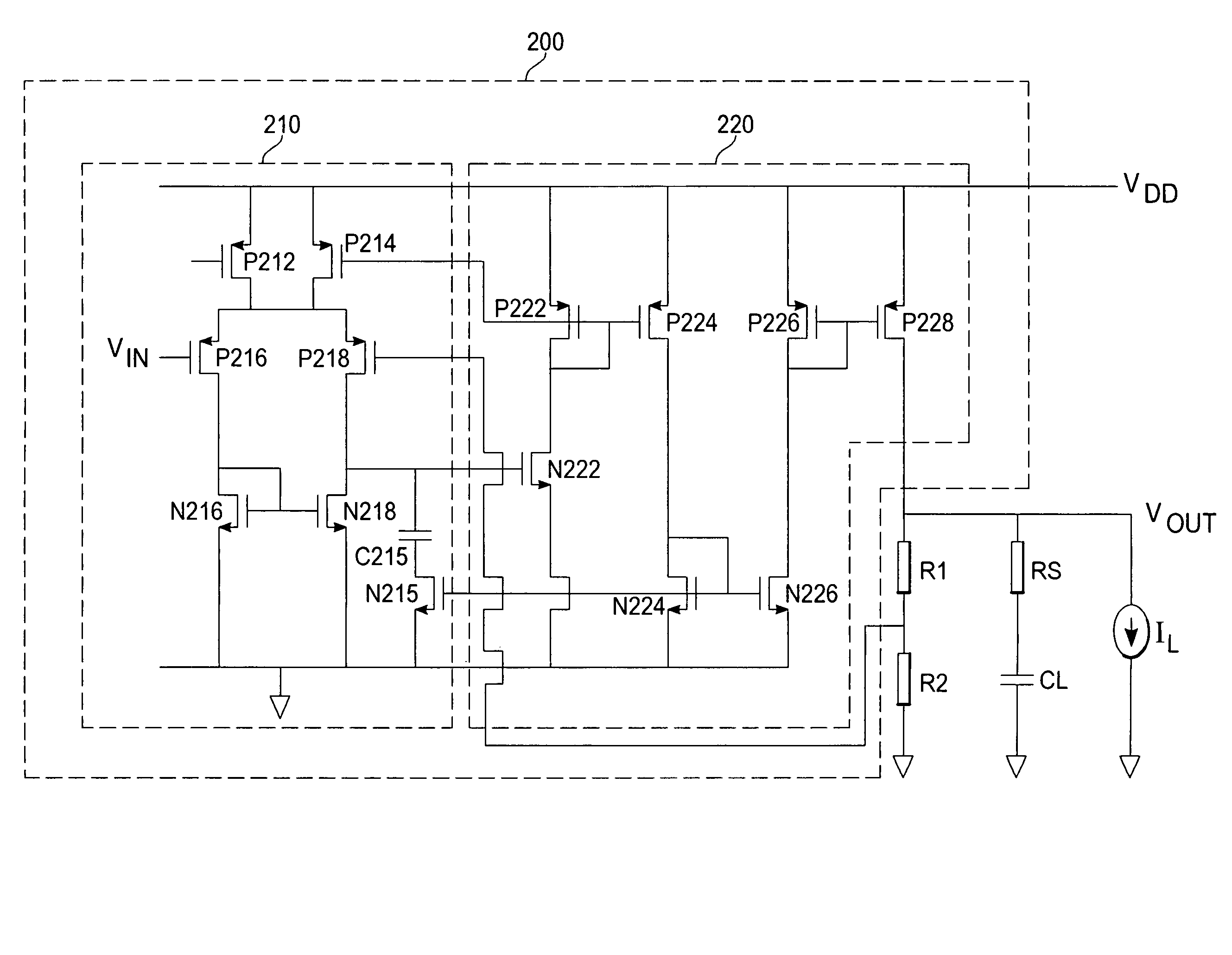 Standard CMOS low-noise high PSRR low drop-out regulator with new dynamic compensation