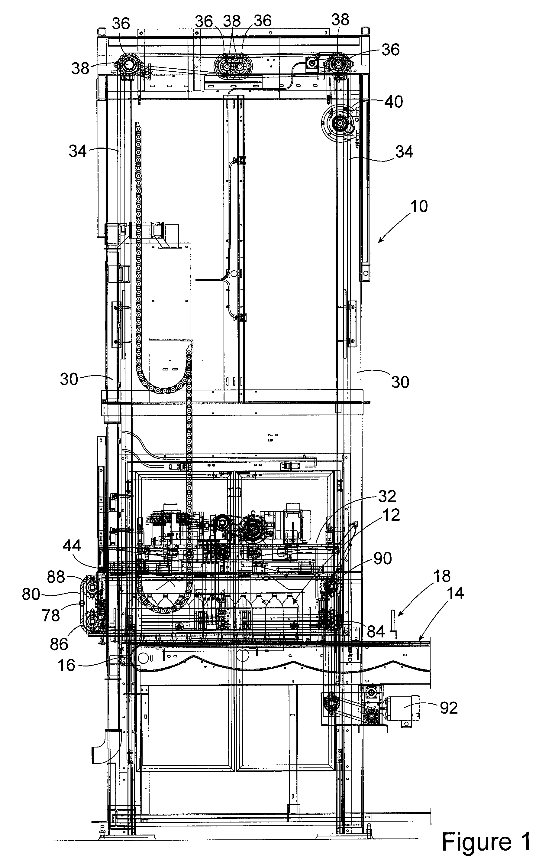 Conveyor system apparatus for stacking arrayed layers of objects