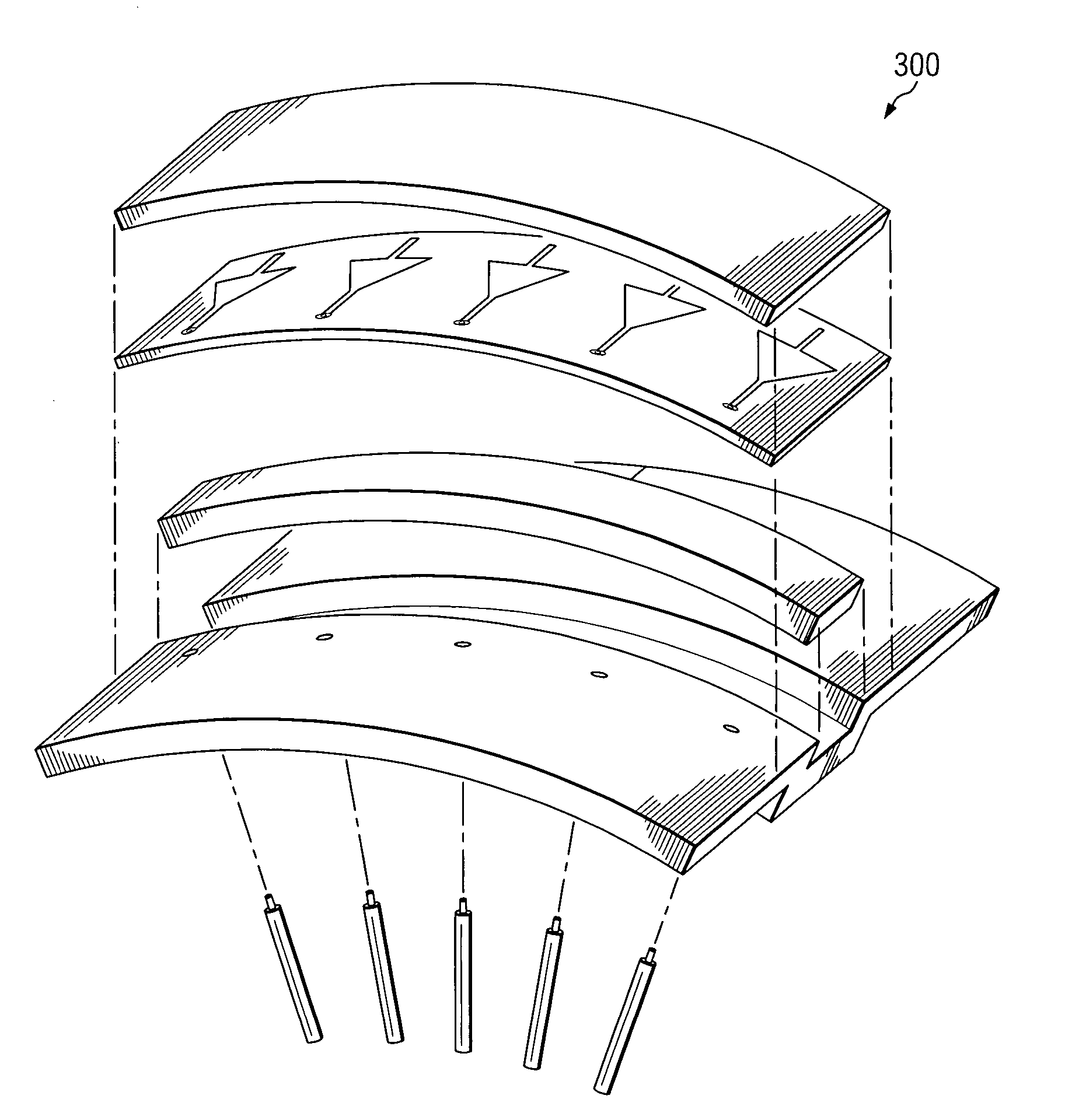 Conformal channel monopole array antenna