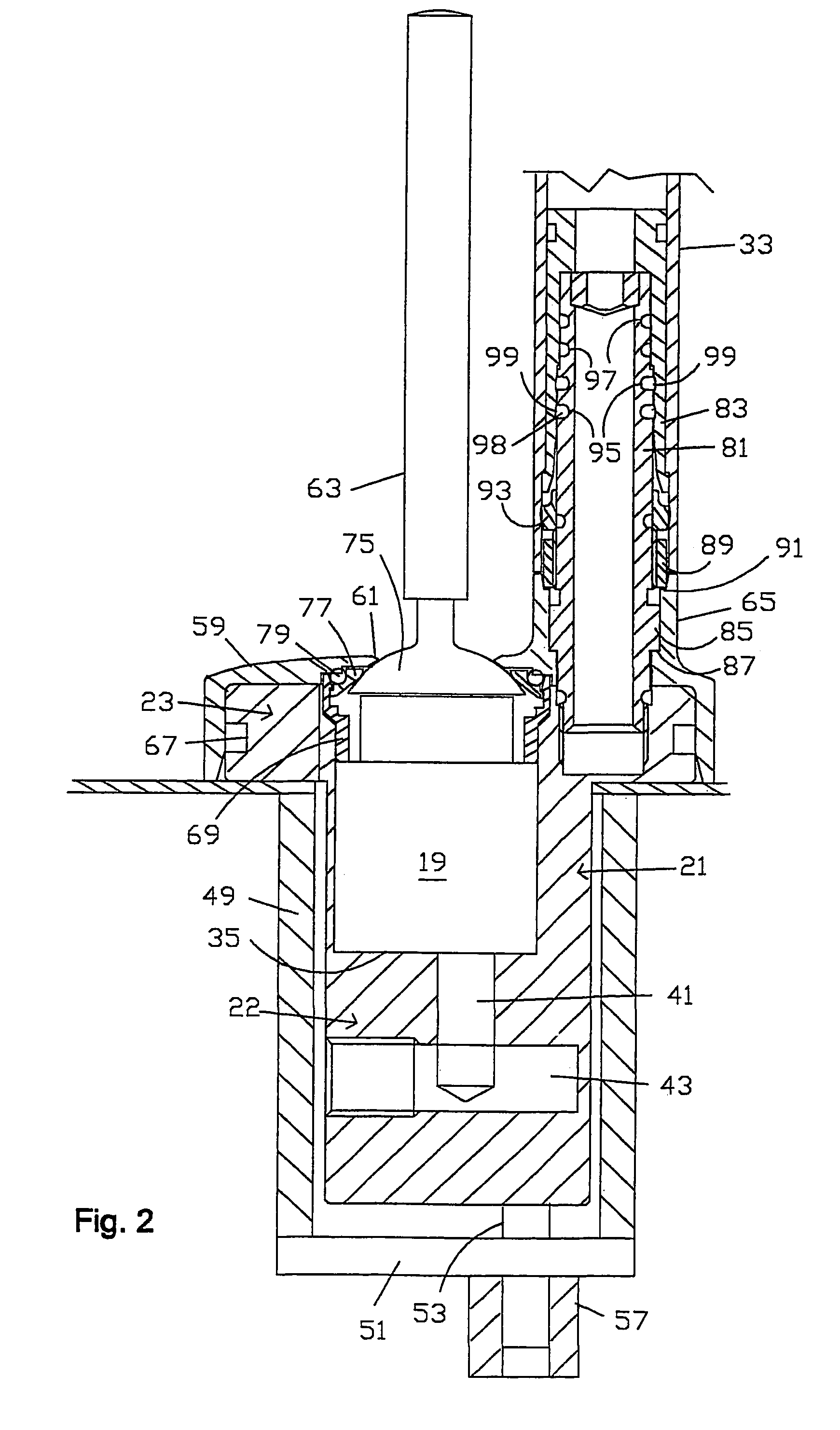 Sanitary device with mechanical single hole mixer for horizontal top