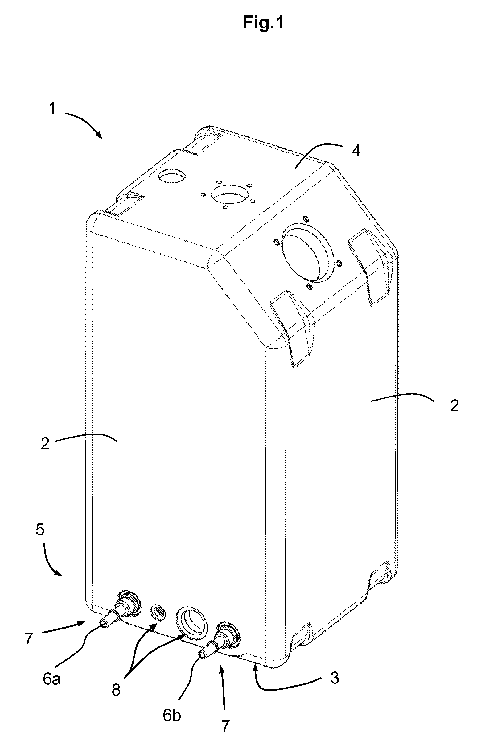 Heatable liquid container made from plastic material and production method therefor