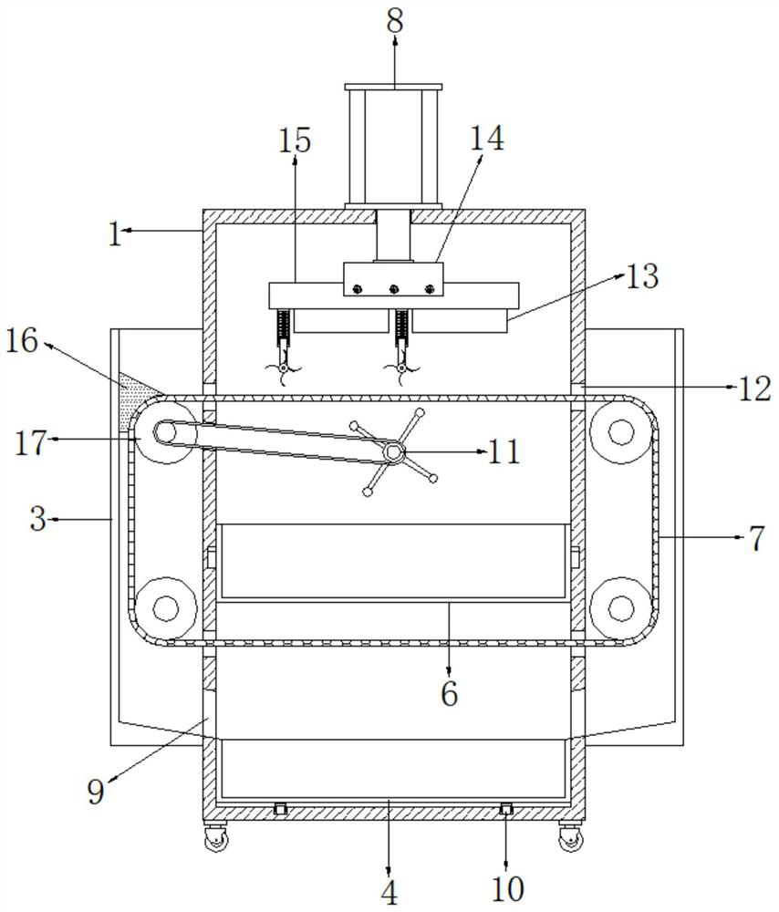 Mixed material screening device for waste battery treatment