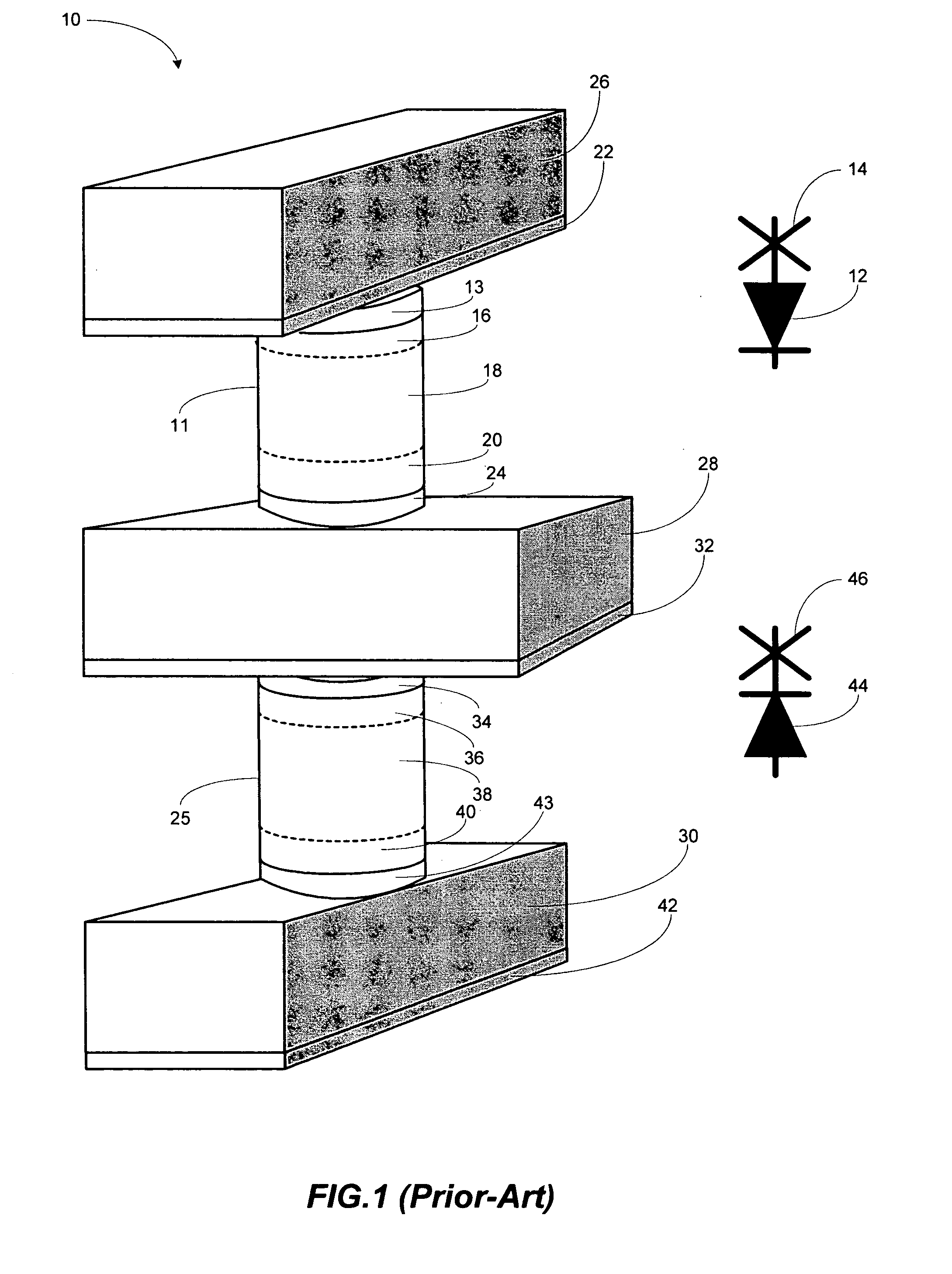 Unipolar resistance random access memory (RRAM) device and vertically stacked architecture