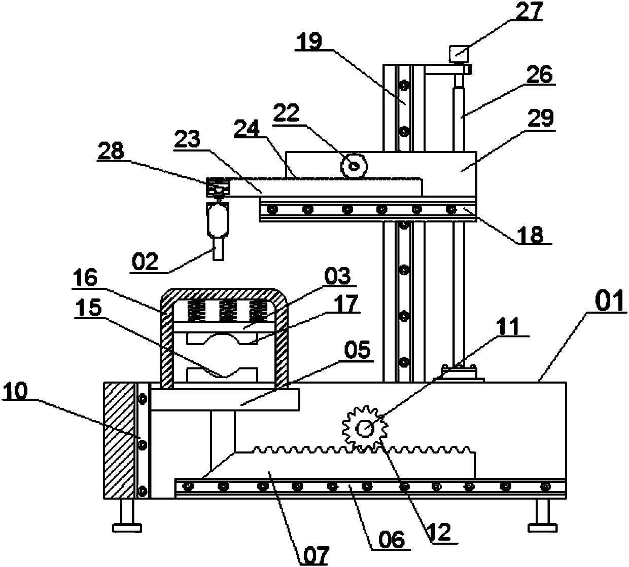 Transmission device for cutting of columns by plasma