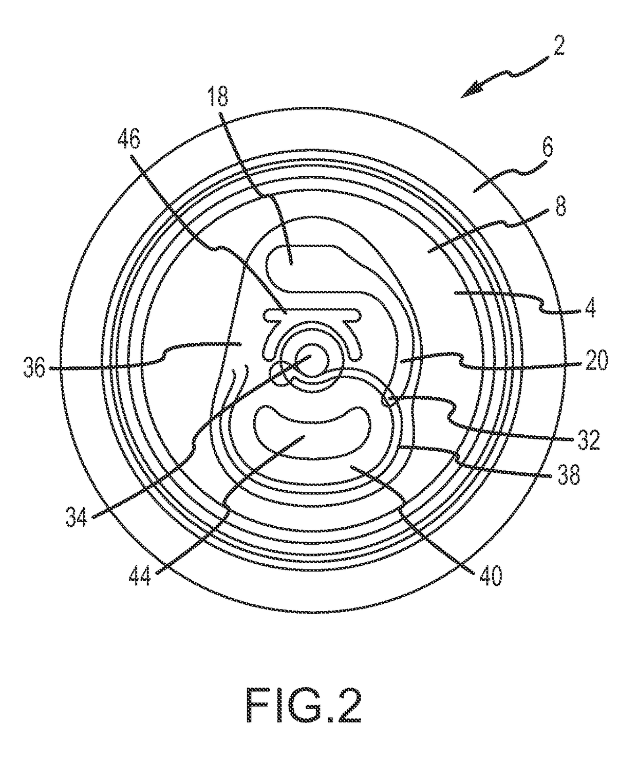 Container end closure with an integral fluid channel