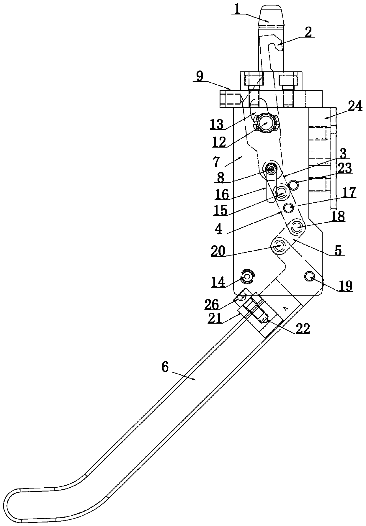 A manual positioning and pressing self-locking mechanism for rail trolley