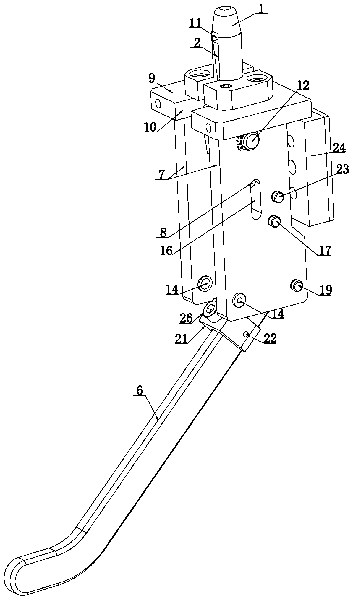 A manual positioning and pressing self-locking mechanism for rail trolley