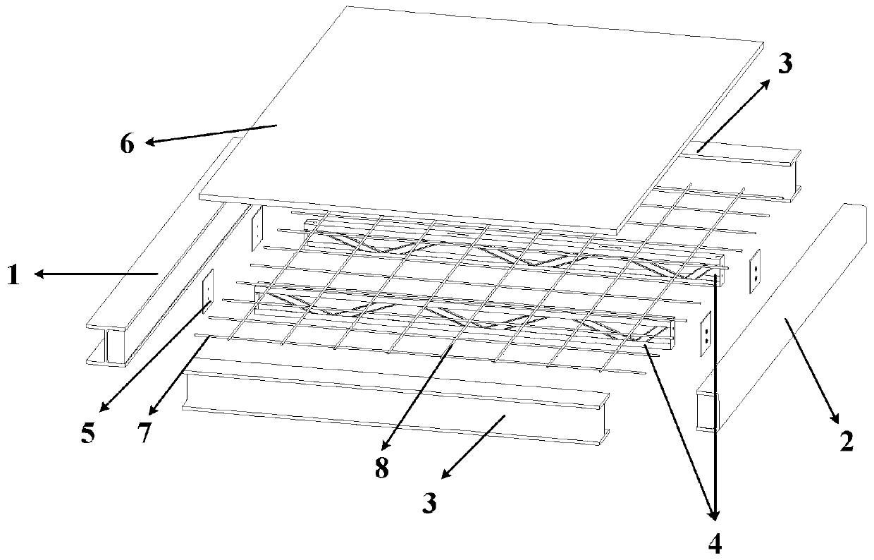 A prefabricated large modular composite beam-slab structure with planar truss temporary support