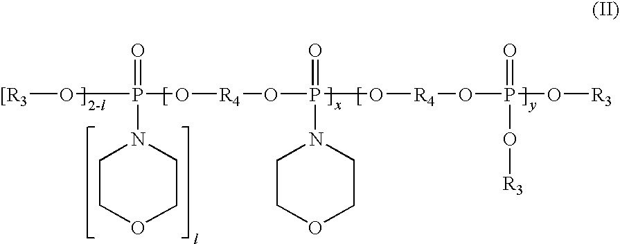 Thermoplastic resin compositions containing mixtures of cyclic phosphazenes and phosphate ester morpholides