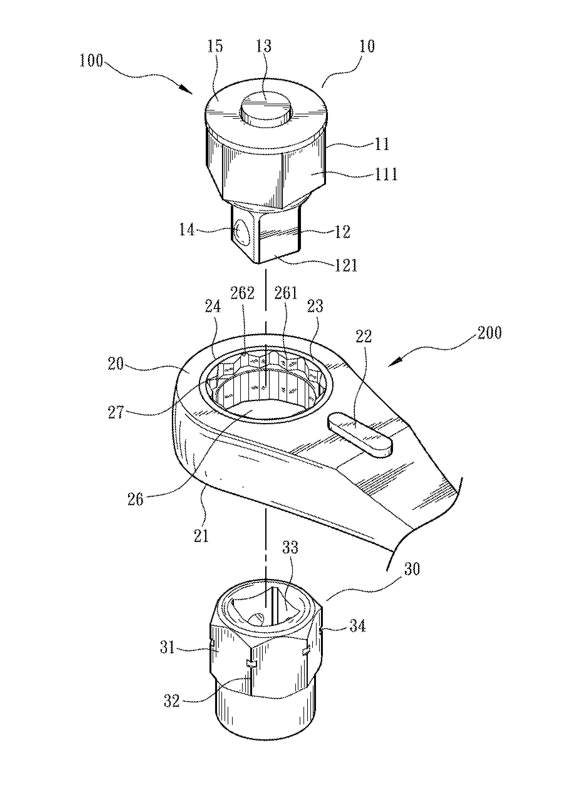 Combination of wrench and driving device