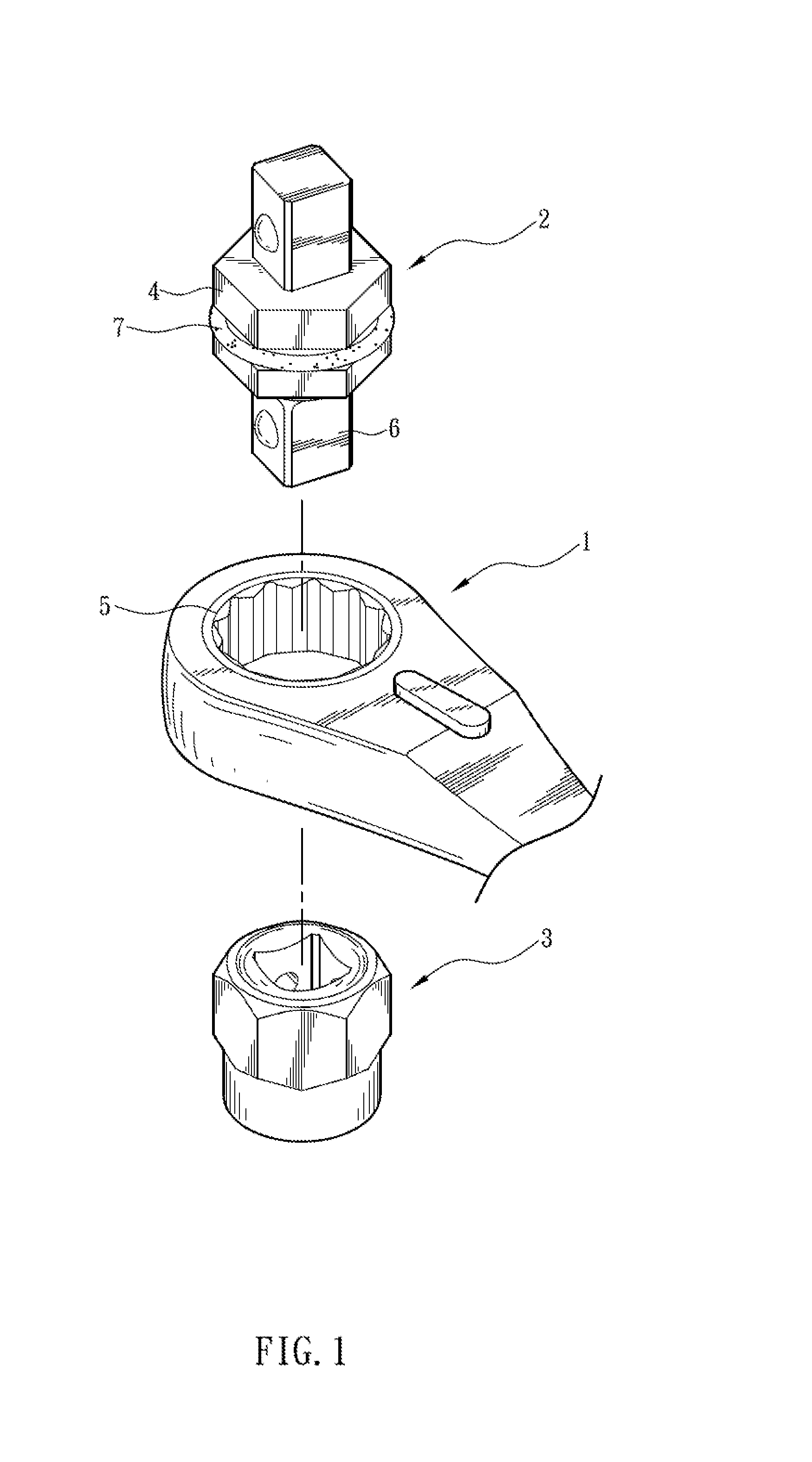 Combination of wrench and driving device