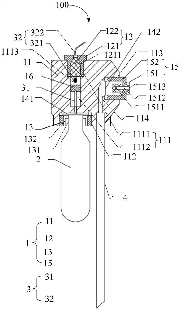 Starting device and fire extinguishing equipment