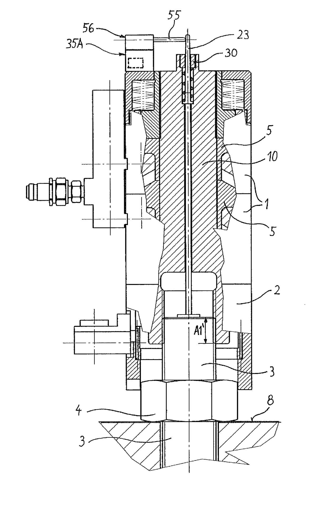 Tensioning Device for Extending a Threaded Bolt