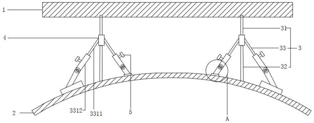 Adjustable mounting structure for arc-shaped assembly-type suspended ceiling