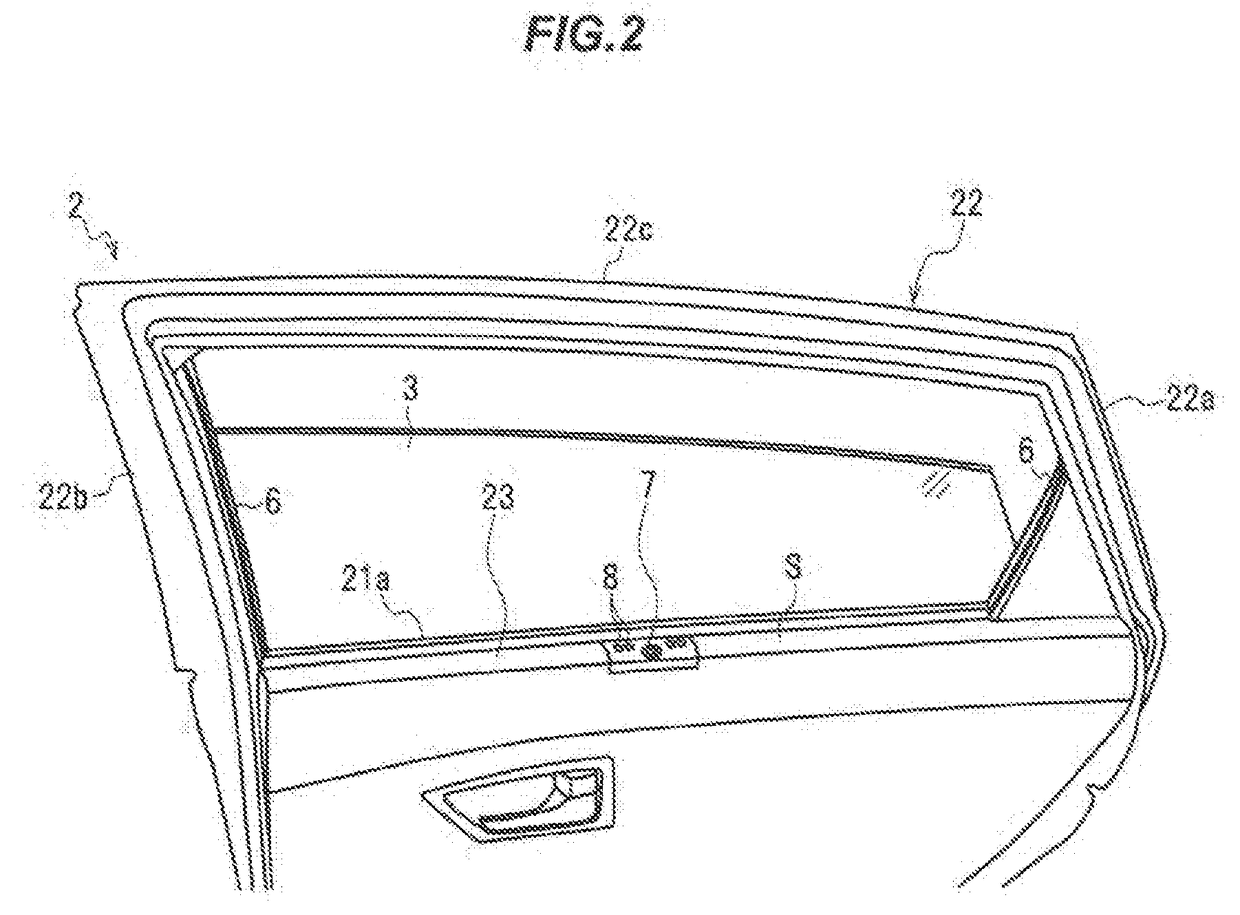 Vehicle window glass raising/lowering device, vehicle door, and vehicle