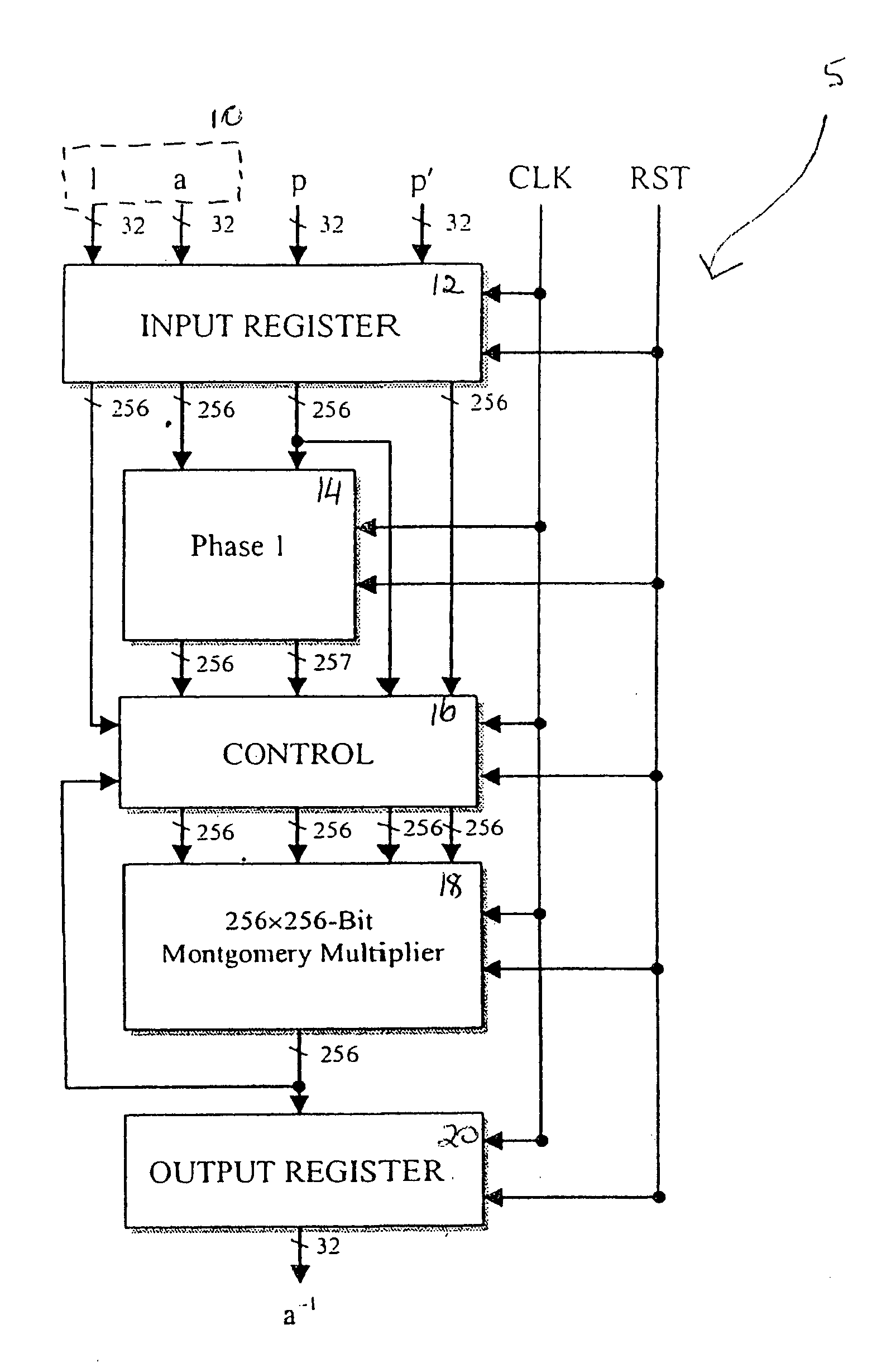 Method and apparatus for calculating a modular inverse