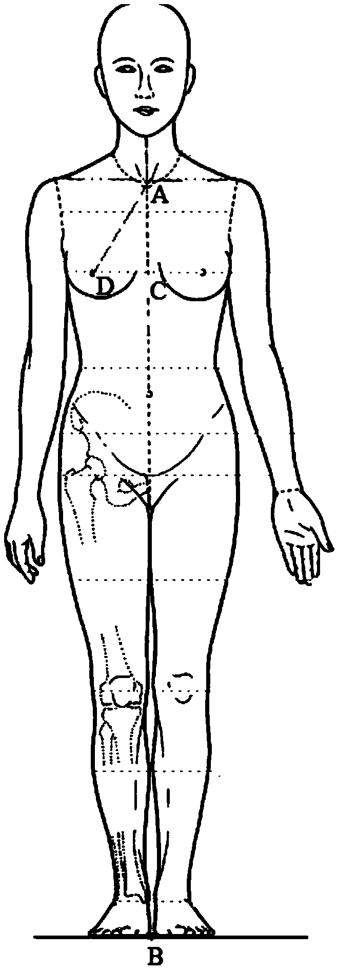 Human body measurement balance locator and method for measuring human body by balance positioning