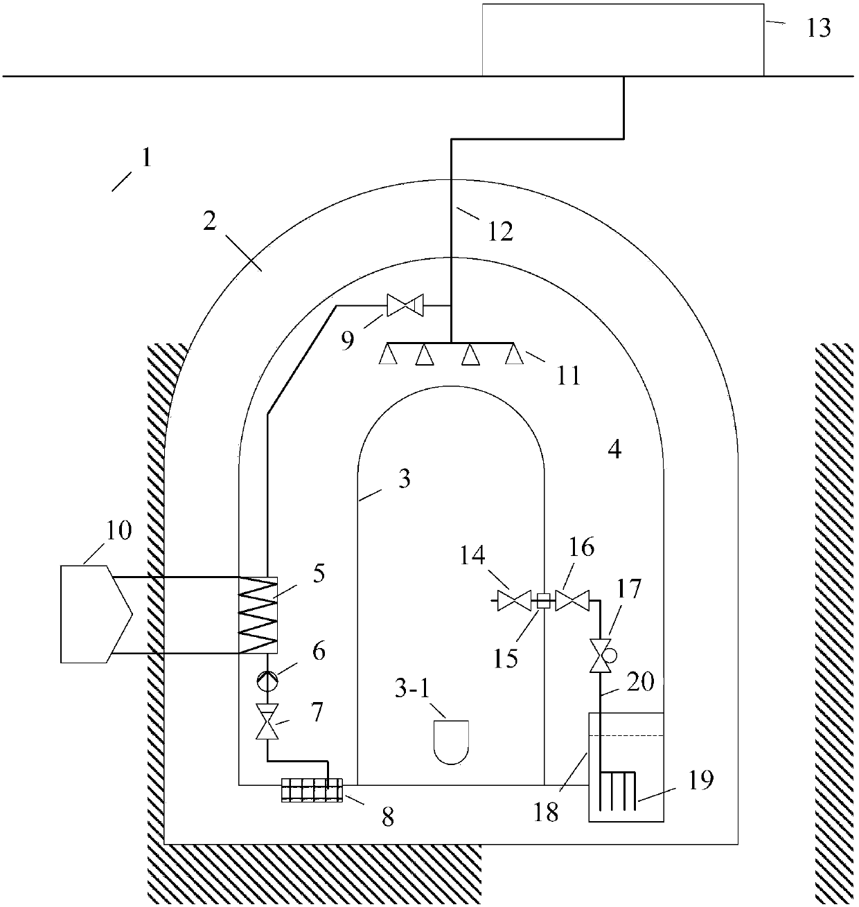 A cavernous double-layer containment vessel for an underground nuclear power plant