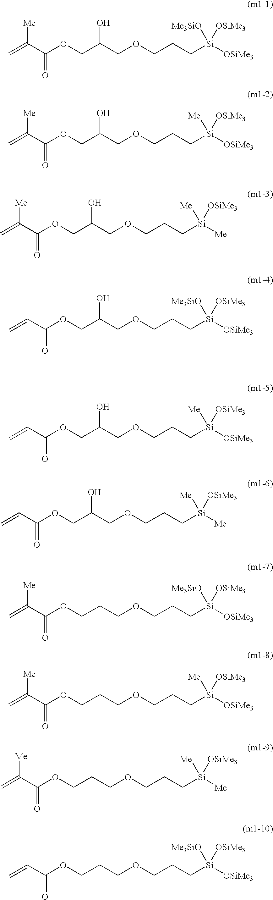Monomer composition and polysmers and ophthalmic lenses in which it is used