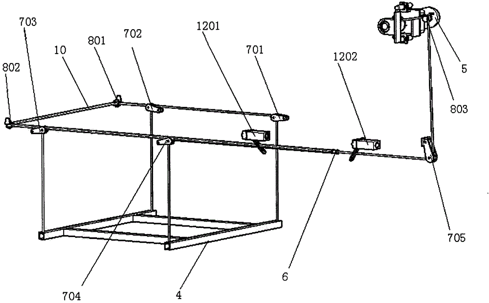 An automatic lifting device for receiving grid clusters after cocoon removal