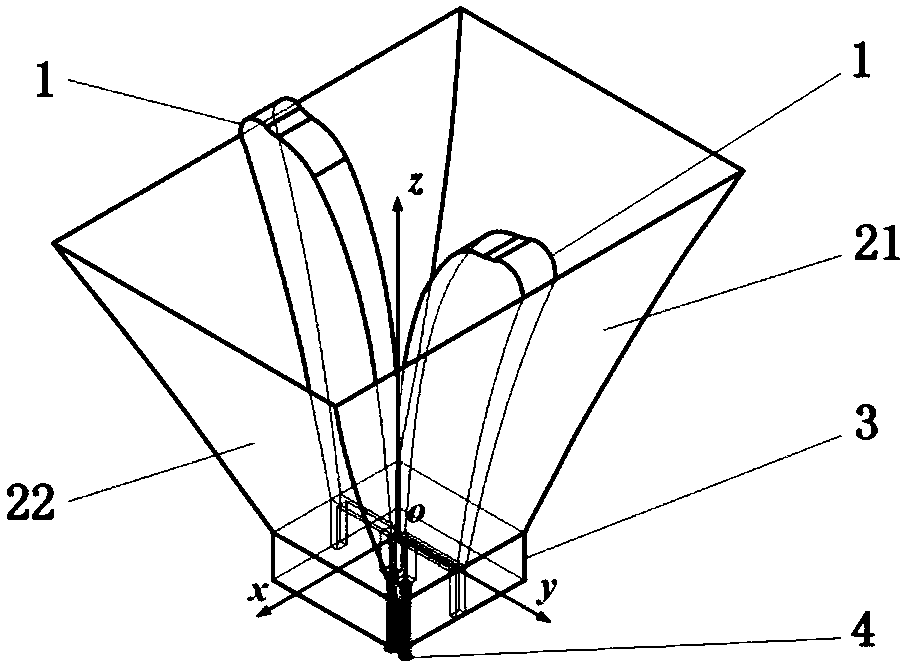 Double-ridged horn antenna based on specially-shaped ridge loading