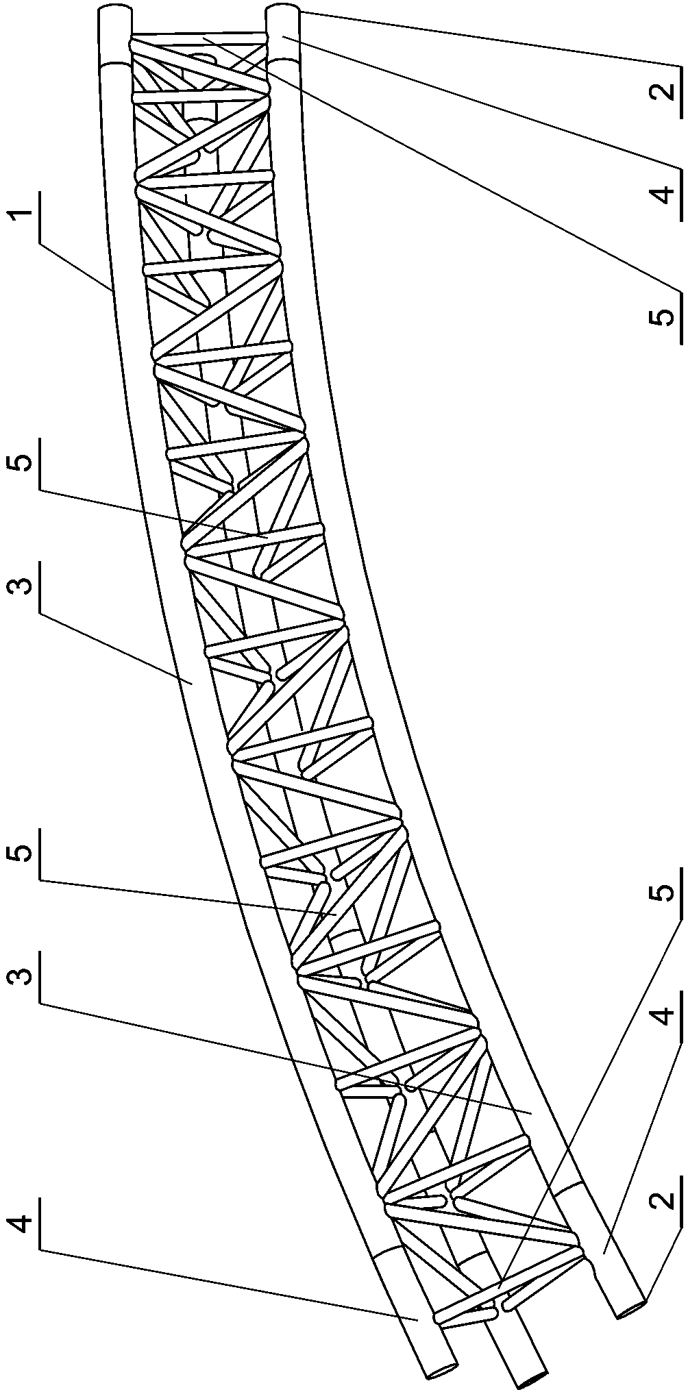Segmented manufacturing and splicing method for large steel tube truss curved beam with variable cross-sections
