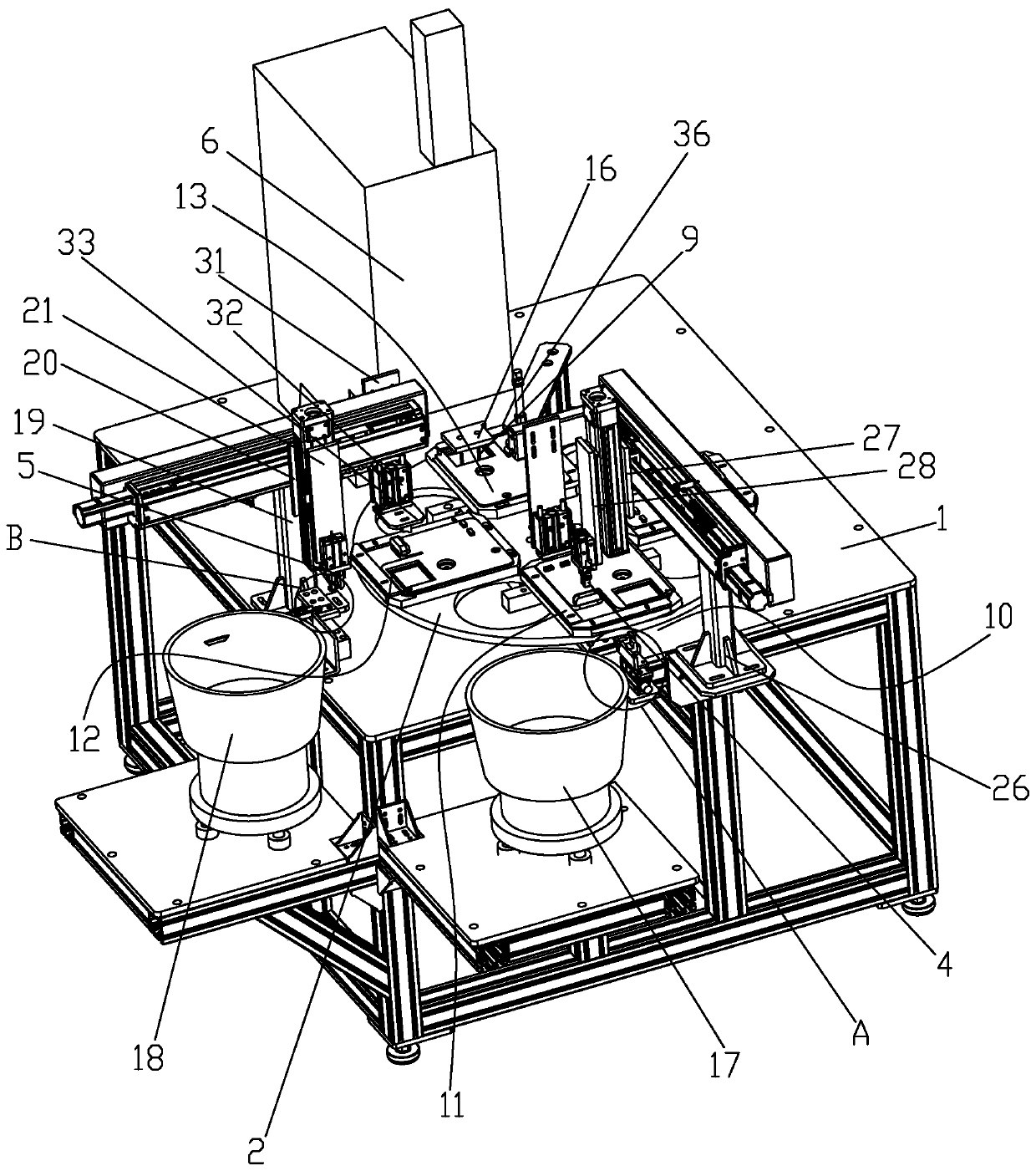 Automatic assembly machine for shell, and workpiece assembly method thereof