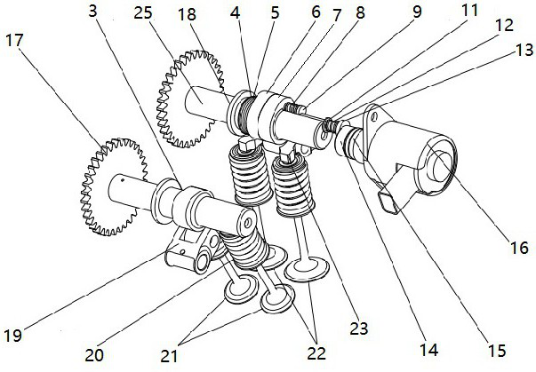 Variable valve mechanism for motorcycle engine with double overhead camshafts