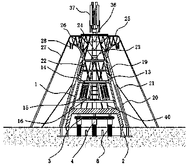 Ant-seismic signal tower capable of realizing illumination, provided with photovoltaic structure and used for communication