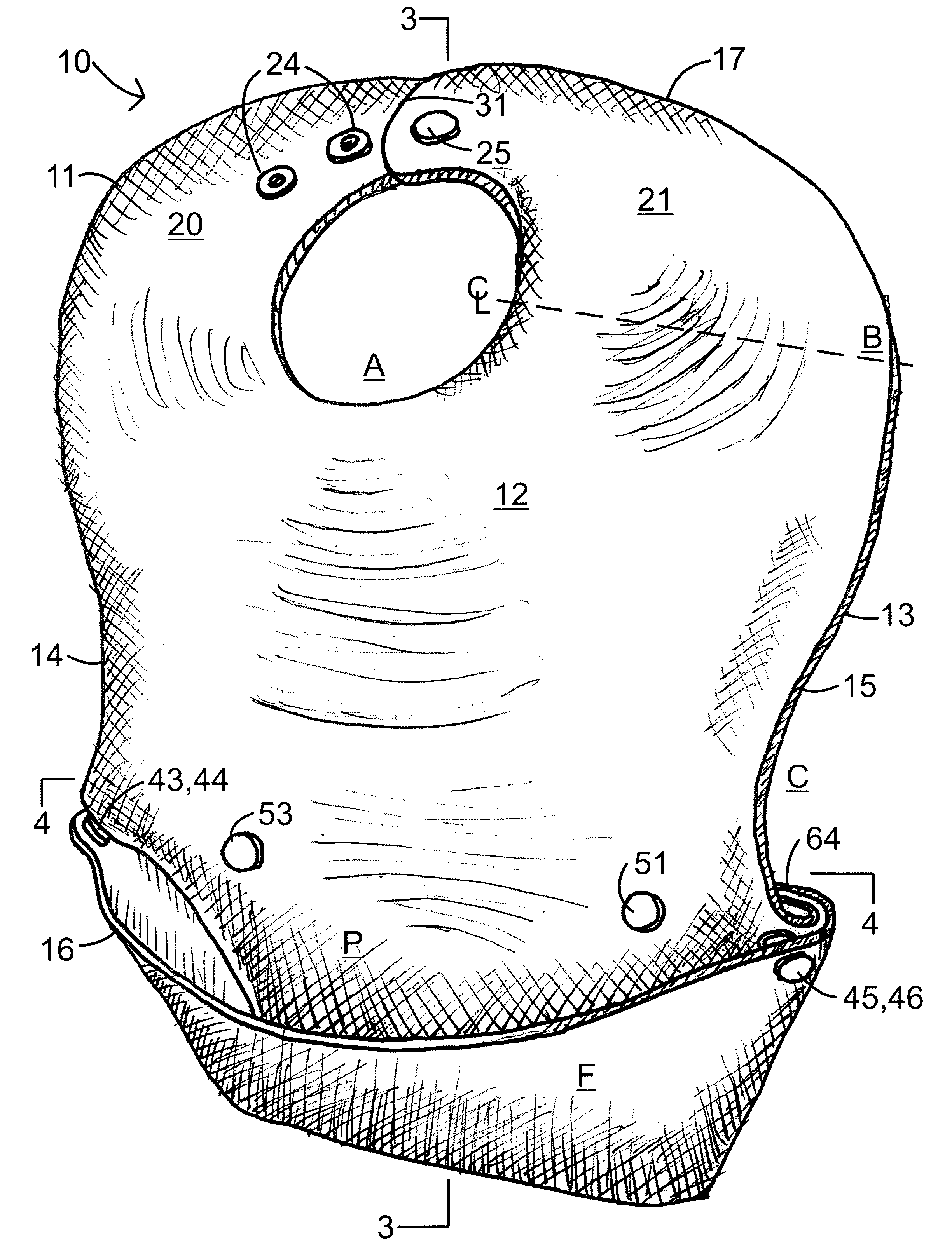 Bib with an improved pocket