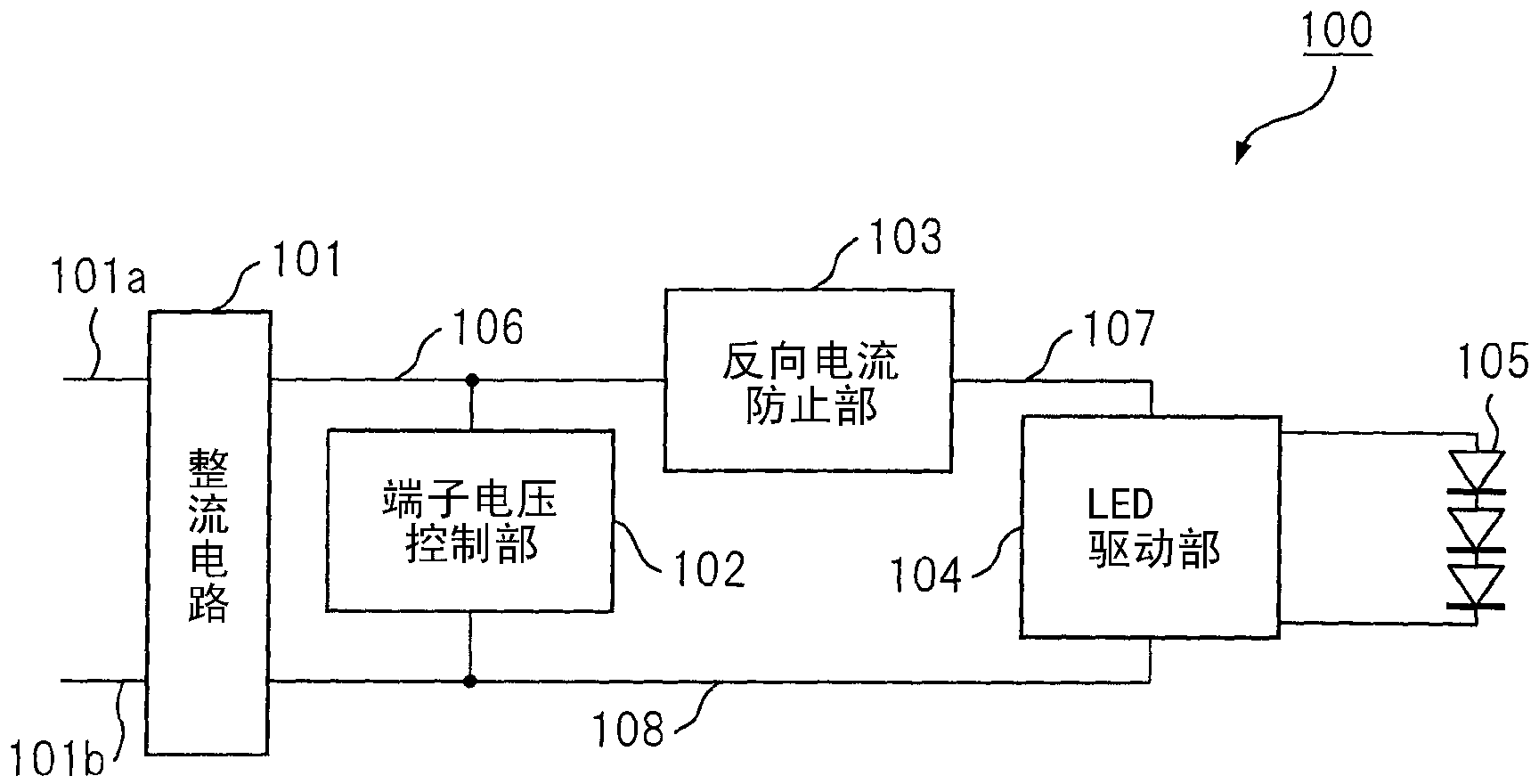 Led lighting circuit, led illuminating device, and socket for led illuminating unit