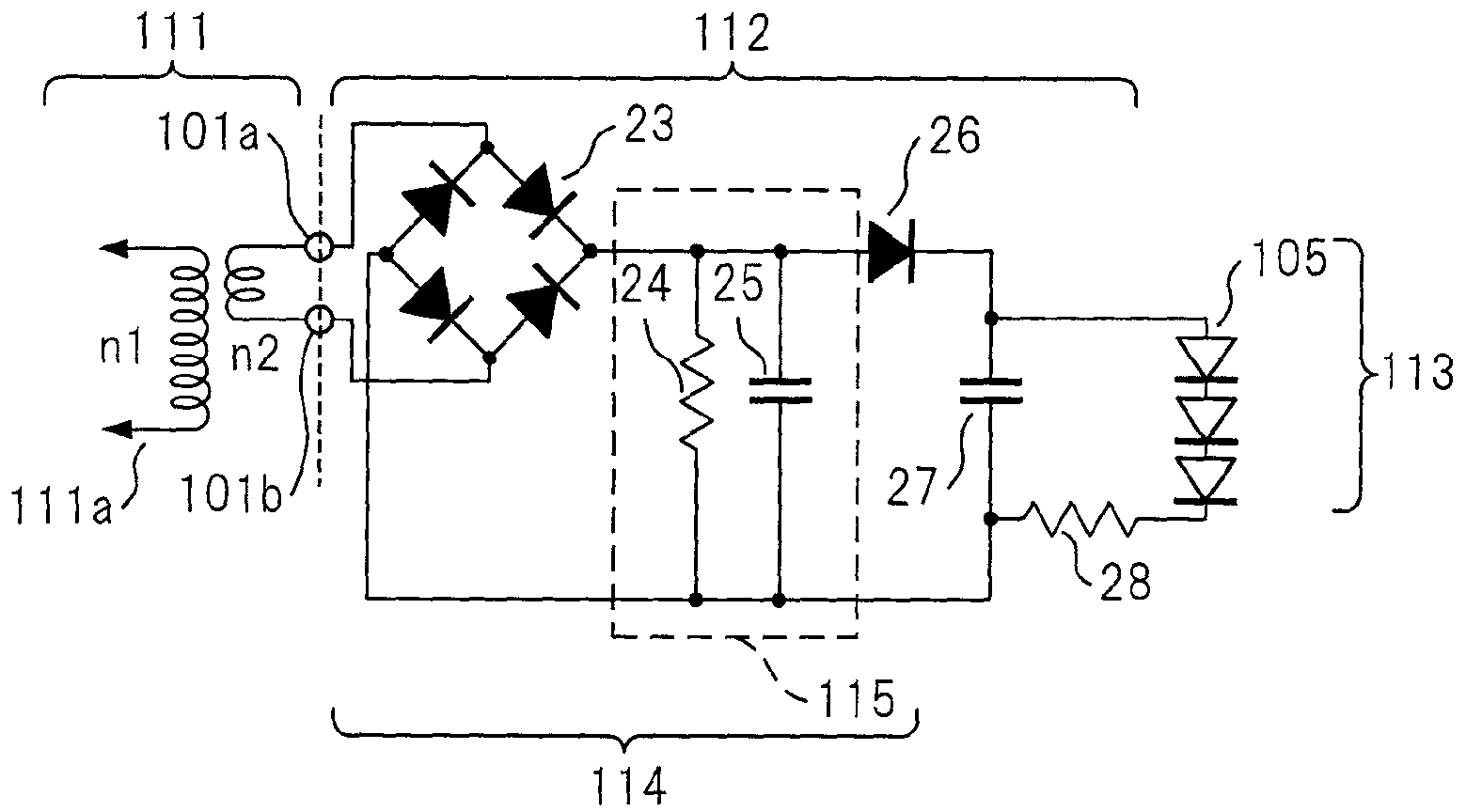 Led lighting circuit, led illuminating device, and socket for led illuminating unit