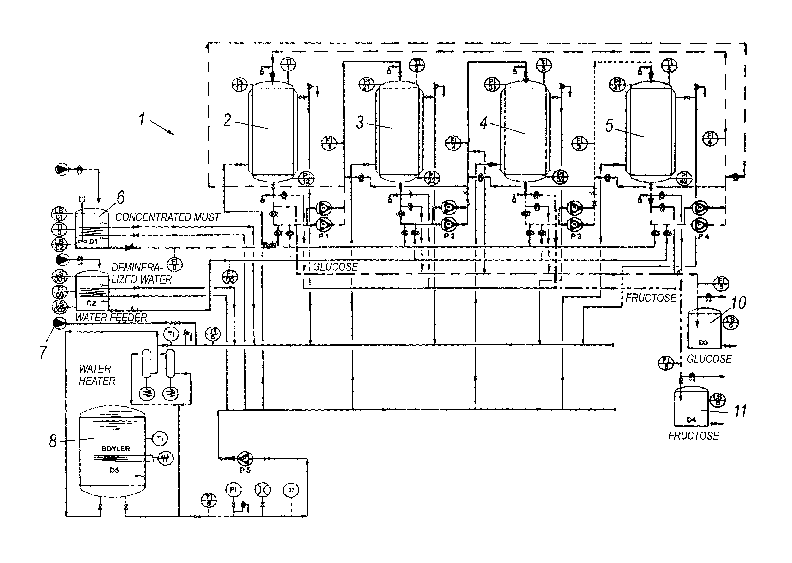 Process and plant for producing sugar products from grapes