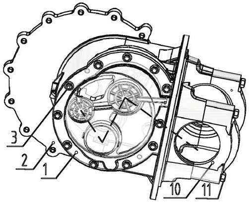 N-shaped arranged speed reducer shell for new energy vehicle