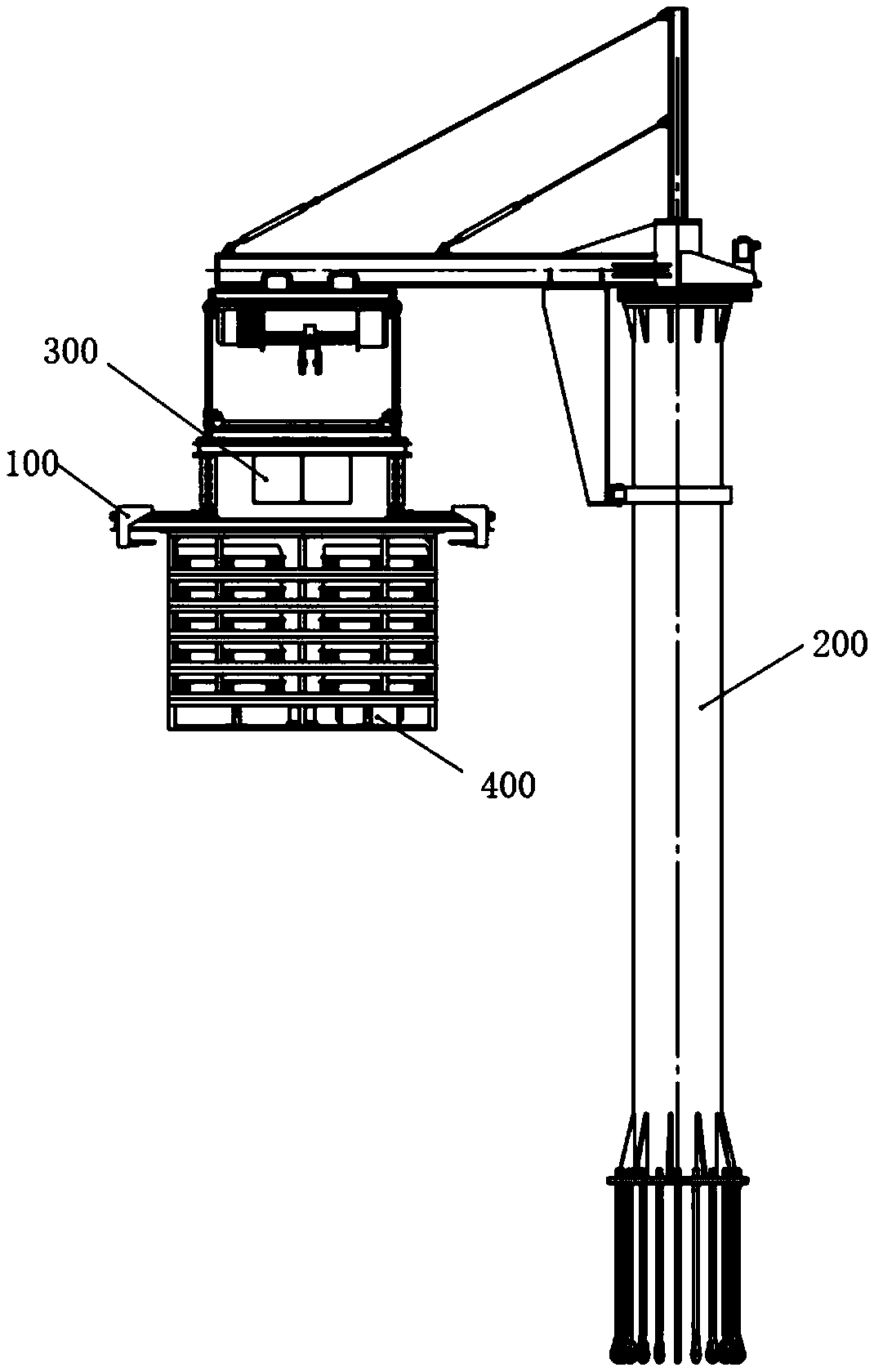Hoisting device for adjustable electric vehicle charging and battery box replacing