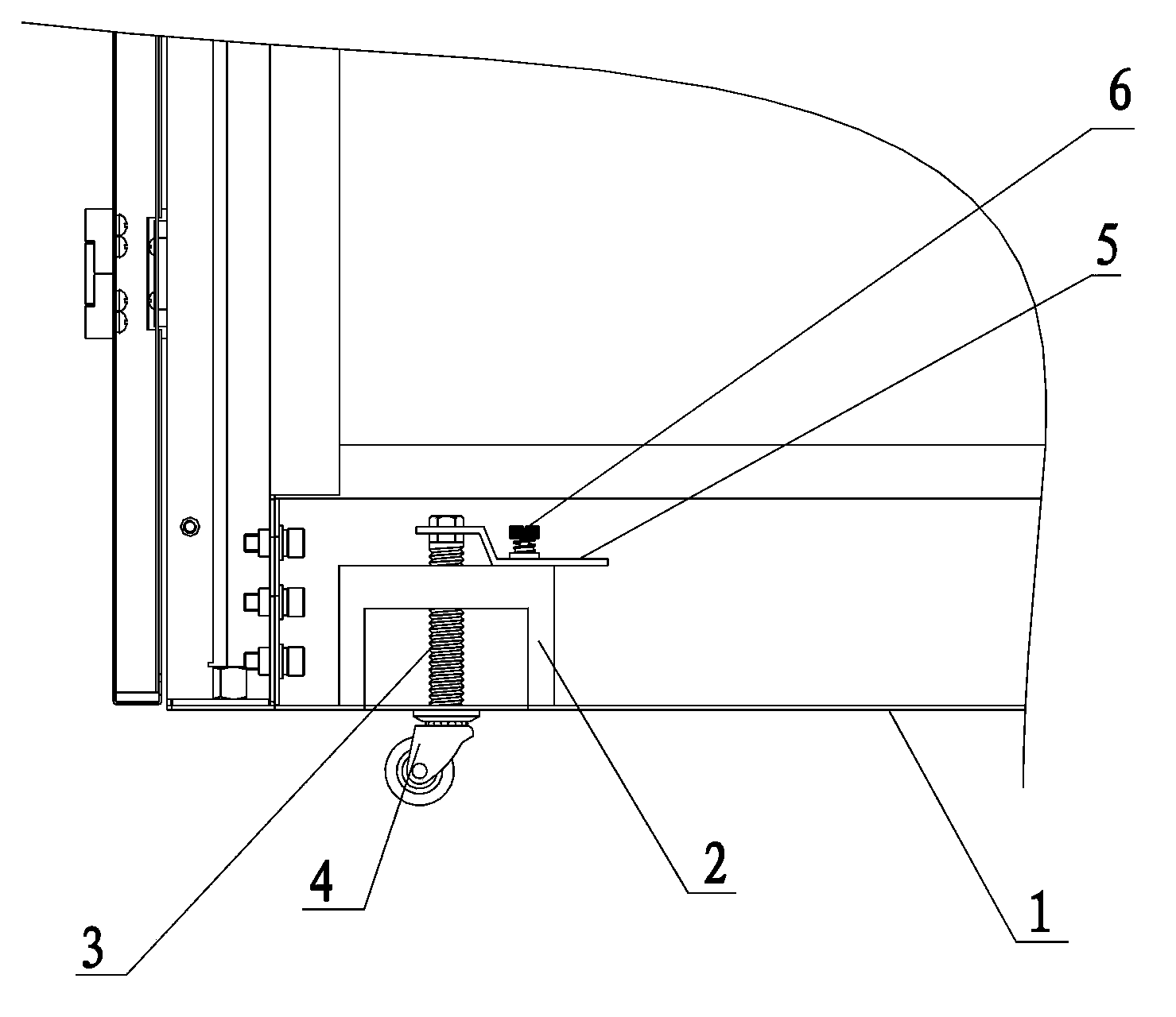 Retractable castor mechanism of rack