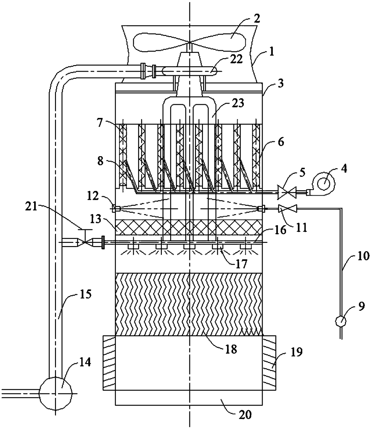 Efficient and energy-saving defogging cooling tower and defogging method thereof