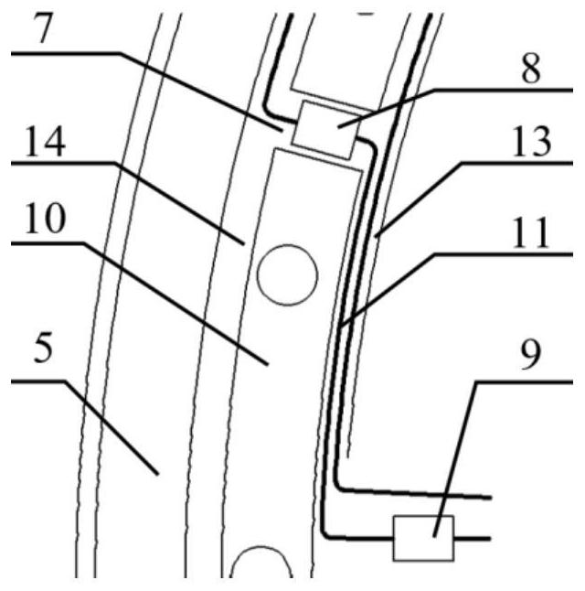 Three-row roller type turntable bearing health monitoring device based on fiber bragg grating