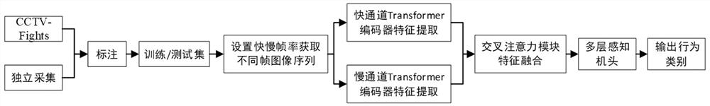 Fight recognition method and device based on dual-channel cross-attention mechanism