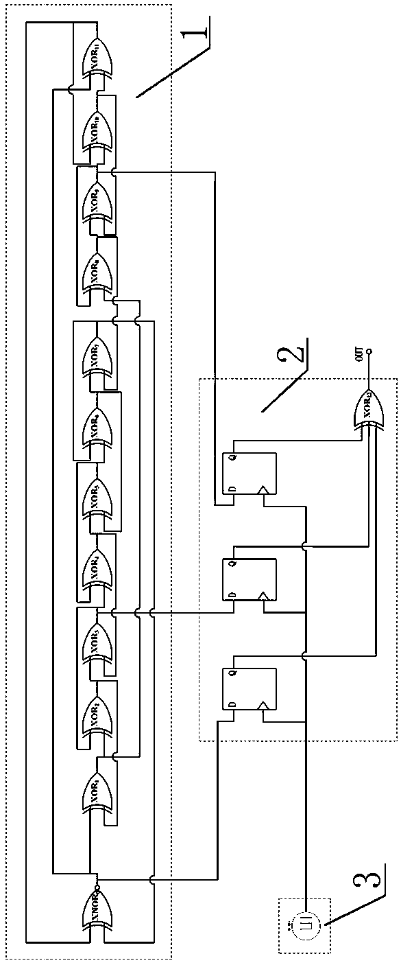 Random number generator based on two-input two-output logic gate asymmetric autonomous Boolean network