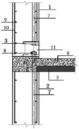 Prefabricated shear wall double-row steel bar connecting structure system