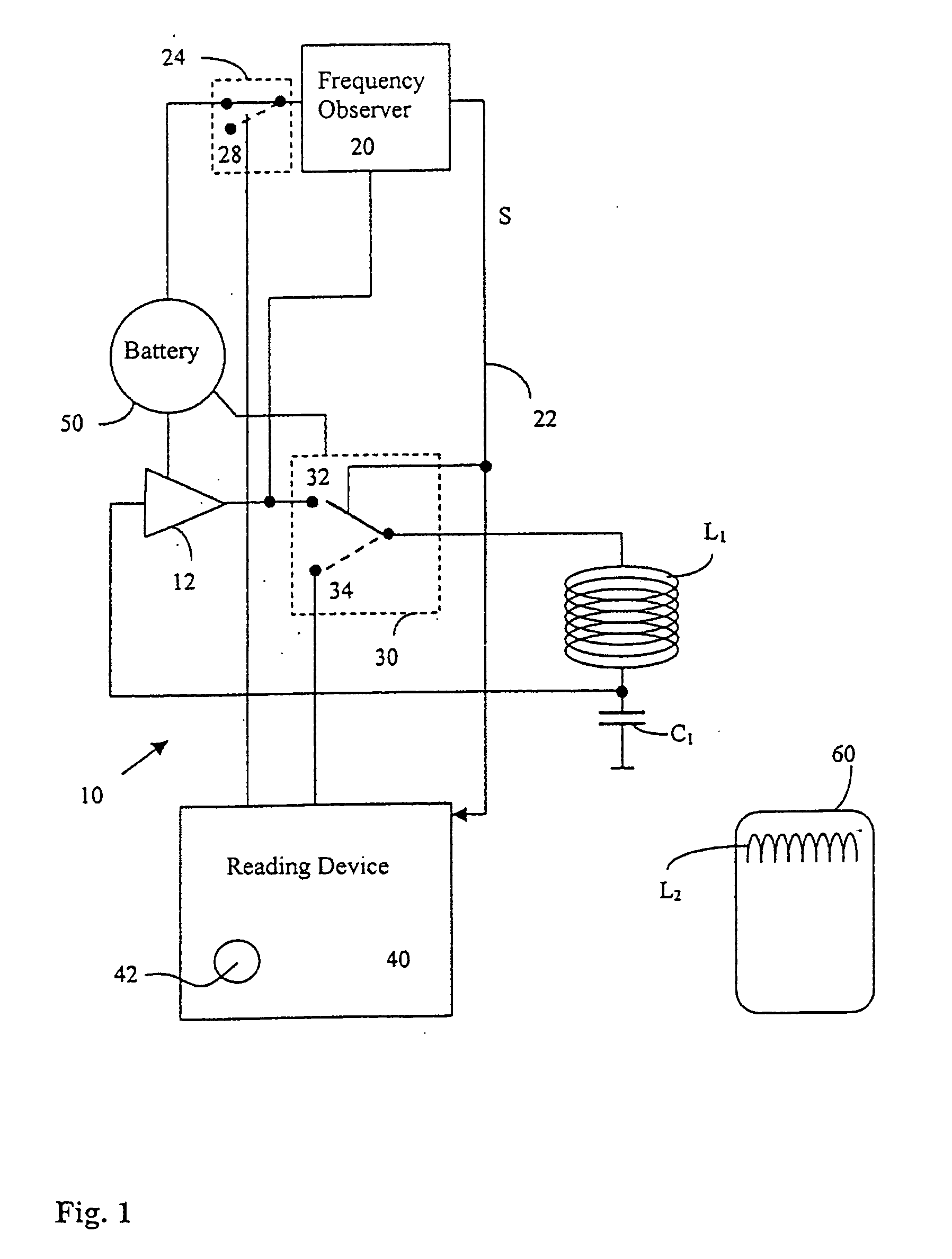 Switching device actuated by a transponder