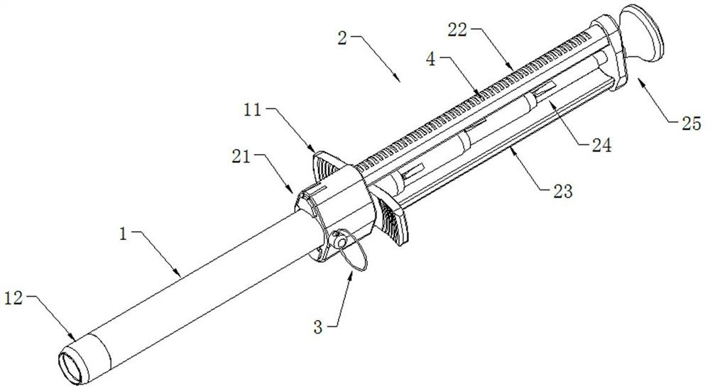 Special syringe for telescopic push rod type chain hemostasis device