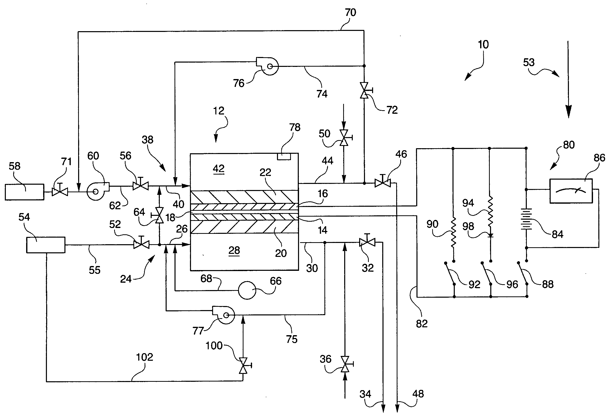 Hydrogen passivation shut down system for a fuel cell power plant