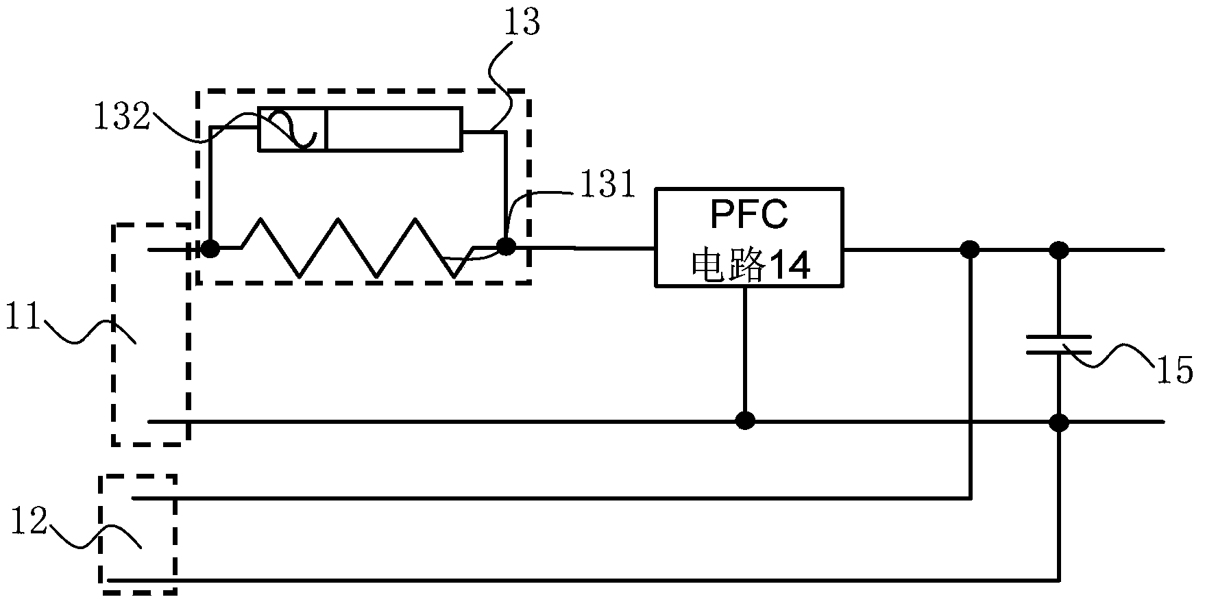 Double-input power source and corresponding network device
