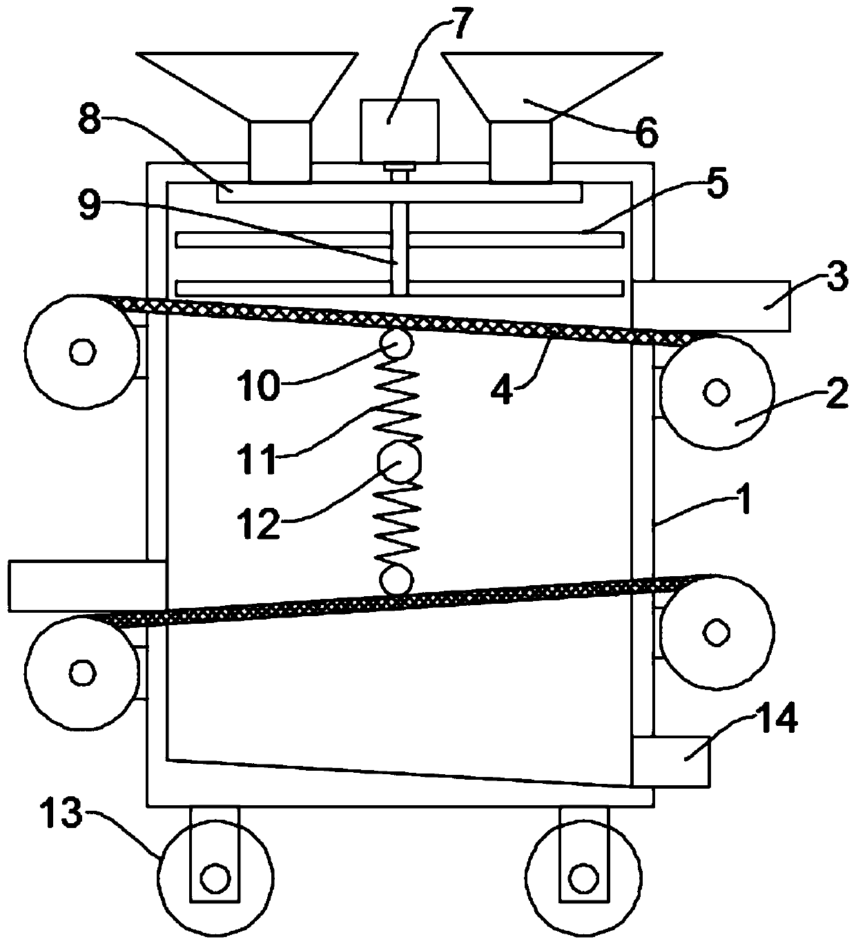 Gravel sieving device capable of conveniently adjusting sieving sizes